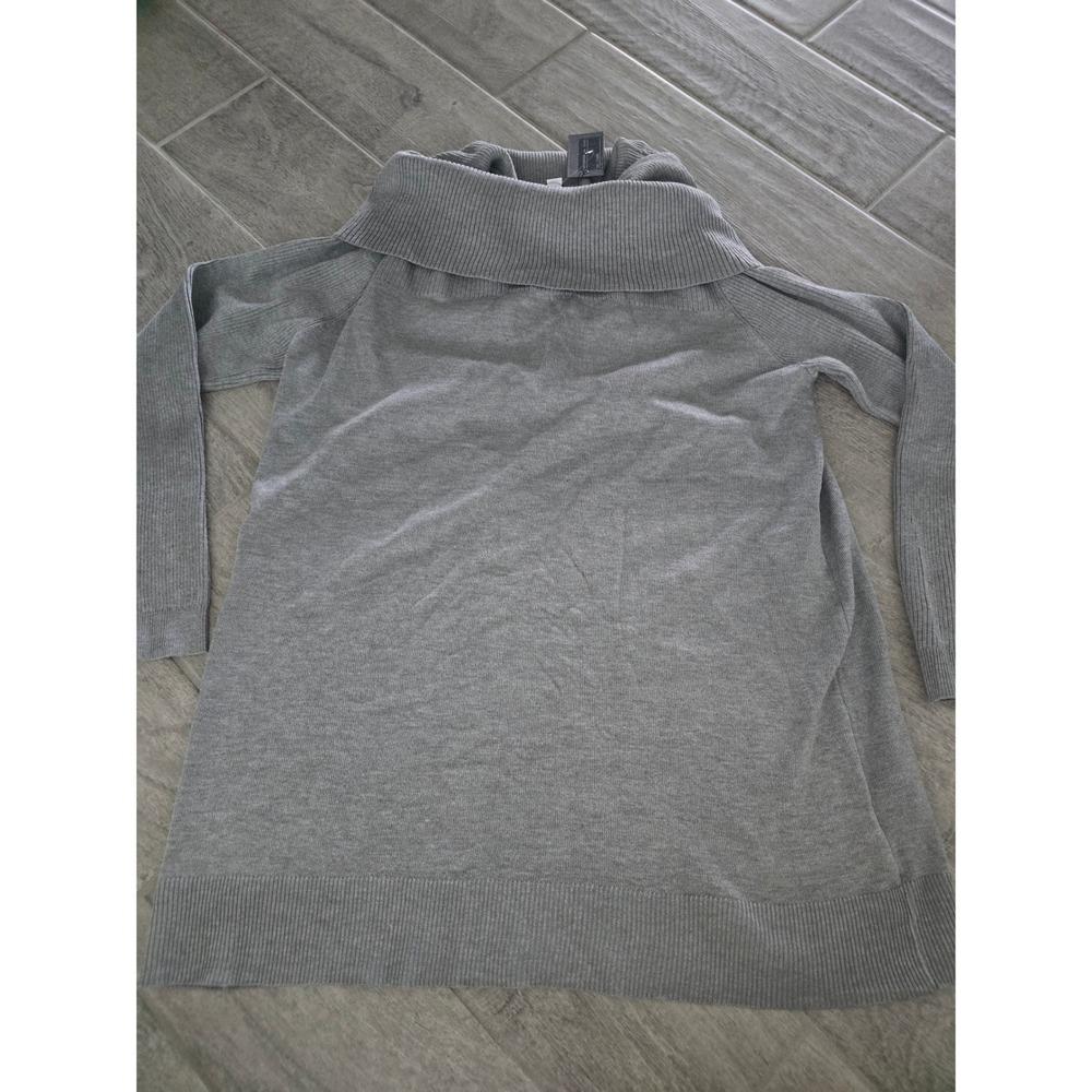 Cable & Gauge Womens XL Grey Cowl Neck Tunic Sweater NWT Ribbed